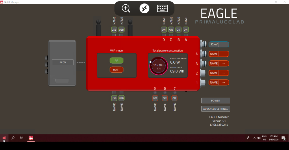 EAGLE first use: remote control from a Windows computer