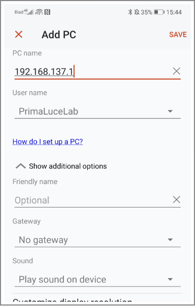 EAGLE first use: setting remote control from an Android device