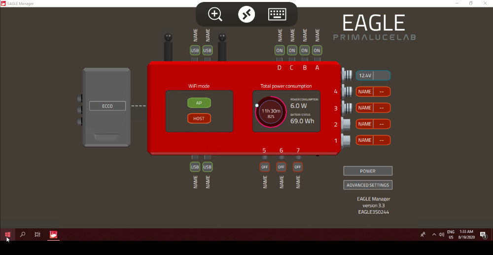 Primo utilizzo di EAGLE: controllo remoto da iPhone o iPad