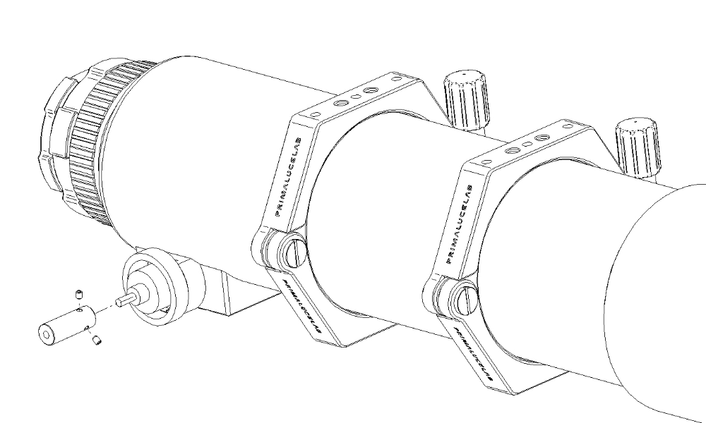 Installing SESTO SENSO on your focuser: connect the long bushing to your focuser’s shaft